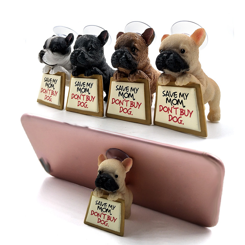 Home Textiles France - Französische Bulldoggen-Figur, Hundewelpen-Telefonständer, Tiermodell, Heimdekoration, Miniatur-Feengarten-Dekoration,