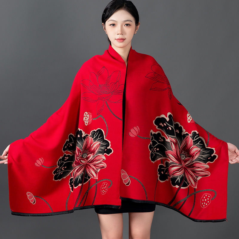 Home Textiles Blanket - Frauen Winter Schal Kaschmir Schal Floral