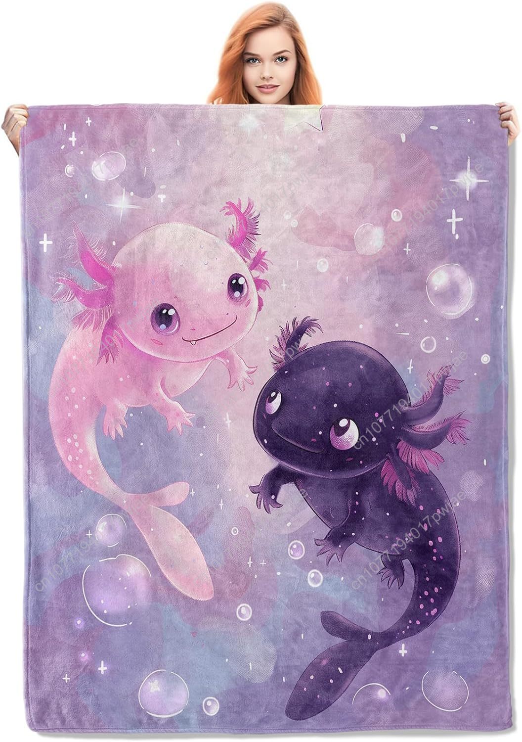 Home Textiles Blanket - Axolotl-Decke, niedliche Axolotls-Flanell-Überwurfdecken, weich, warm, leicht,