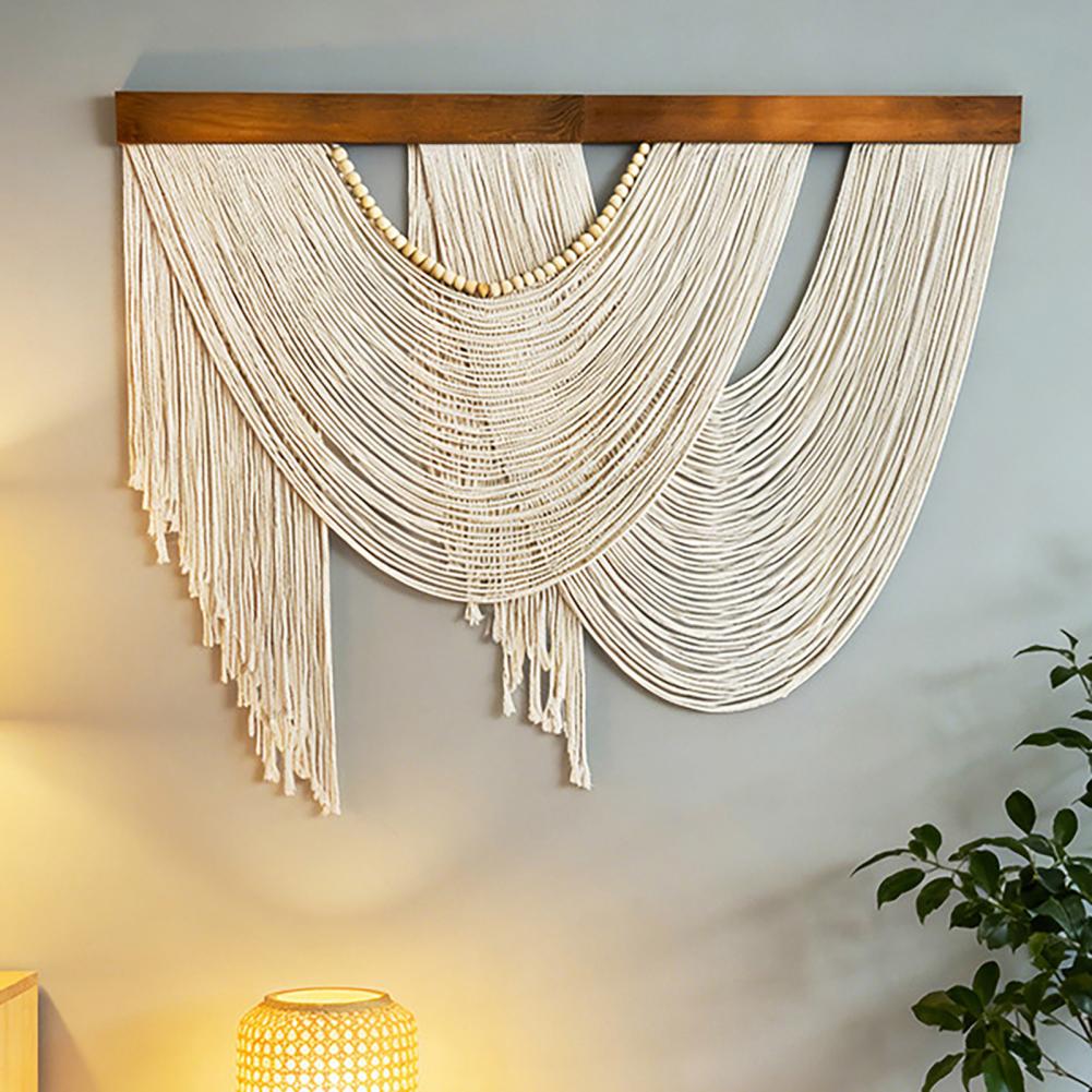 Home Art Textiles - Handgefertigter Quasten-Wandteppich Retro Heimdekoration Boho Wandbehang