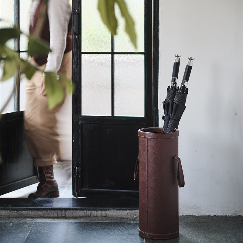 Home Textiles France - Leder-Schirmständer, Aufbewahrungskorb im französischen Stil mit