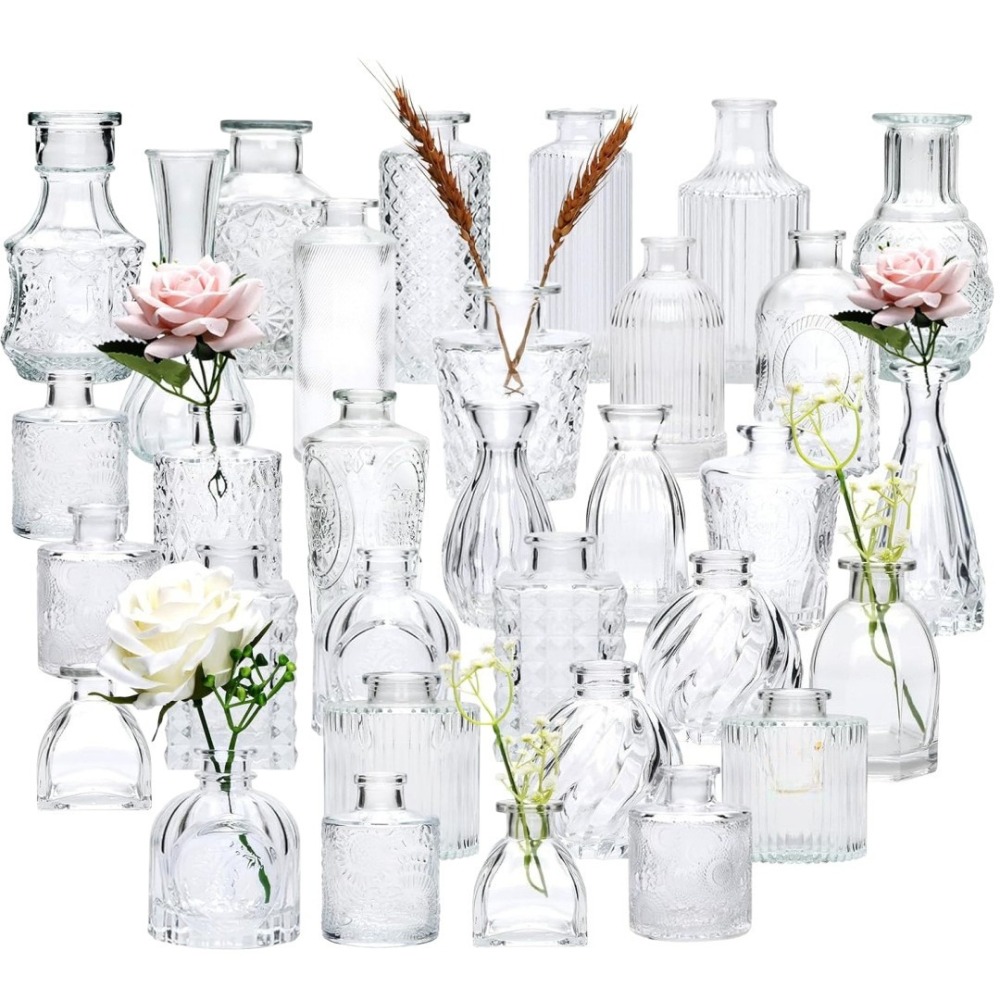 Home Textiles France - 10 Stück Französische Retro Relief Mini-Glasvasen
