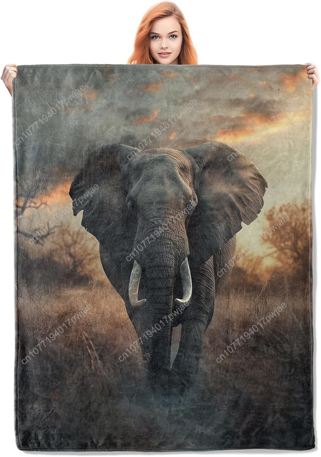 Home Textiles Blanket - Elefanten-Fleecedecke, realistische Wildtierszene, weiche Elefanten-Überwurfszoll, perfekt