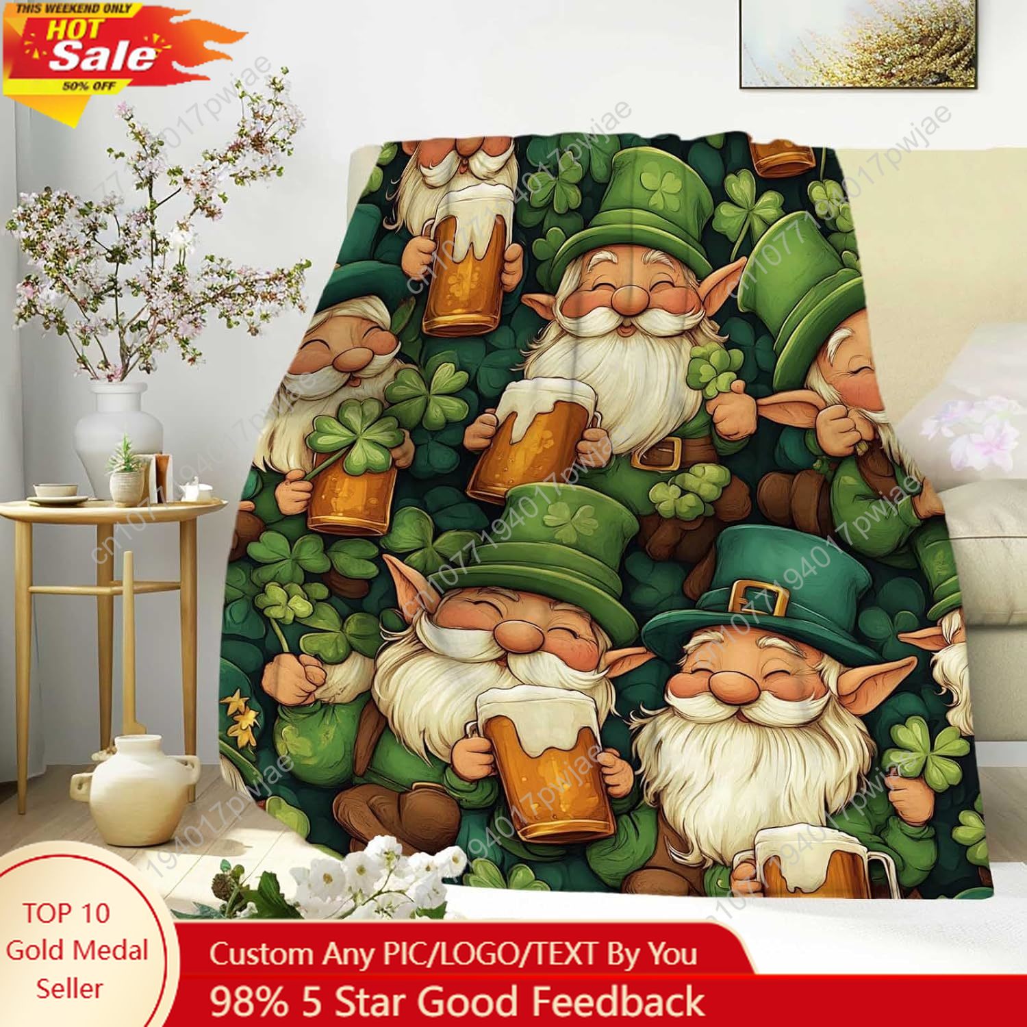 Home Textiles Blanket - St. Patrick's Day Gnome Überwurfdecke mit