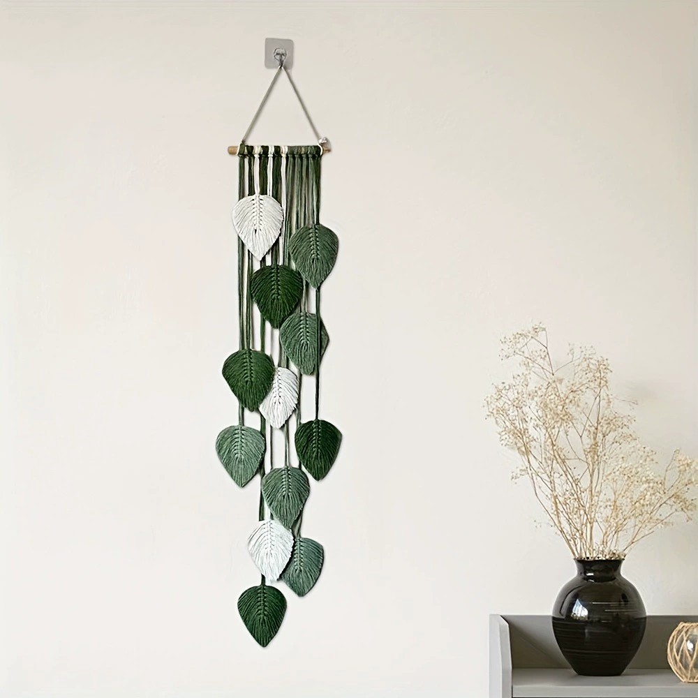 Home Art Textiles - Handgewebter Blatt-Wandbehang Wandteppich Schlafzimmer Dekorative Wandkunst