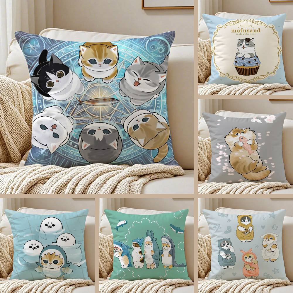 Luxury Home Textiles Usa - Luxuriöser süßer Mofusand-Katzen-Kissenbezug, Anti-Dustmite, unsichtbarer Reißverschluss,