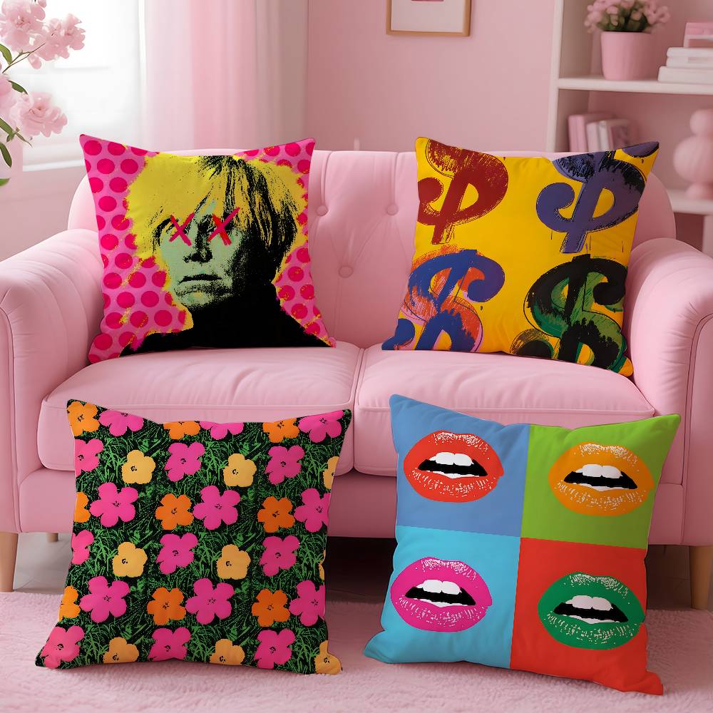 Home Art Textiles - A-Andy W-Warhol Art Kissenbezug, Anti-Dustmite-Kissen, unsichtbarer