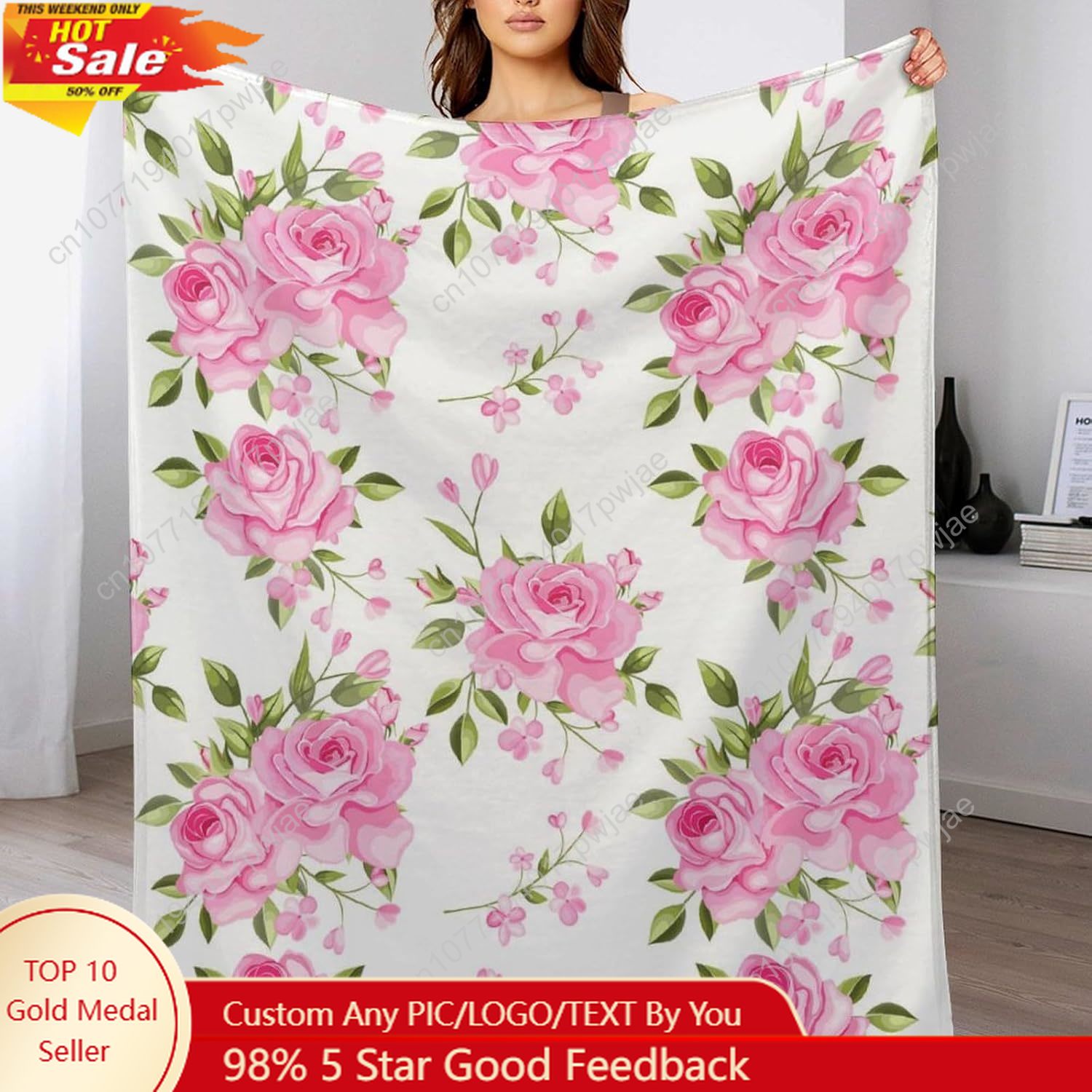 Rosa Blumen-Überwurfdecke, Blu – Home Textiles Blanket Bewertung und Preis