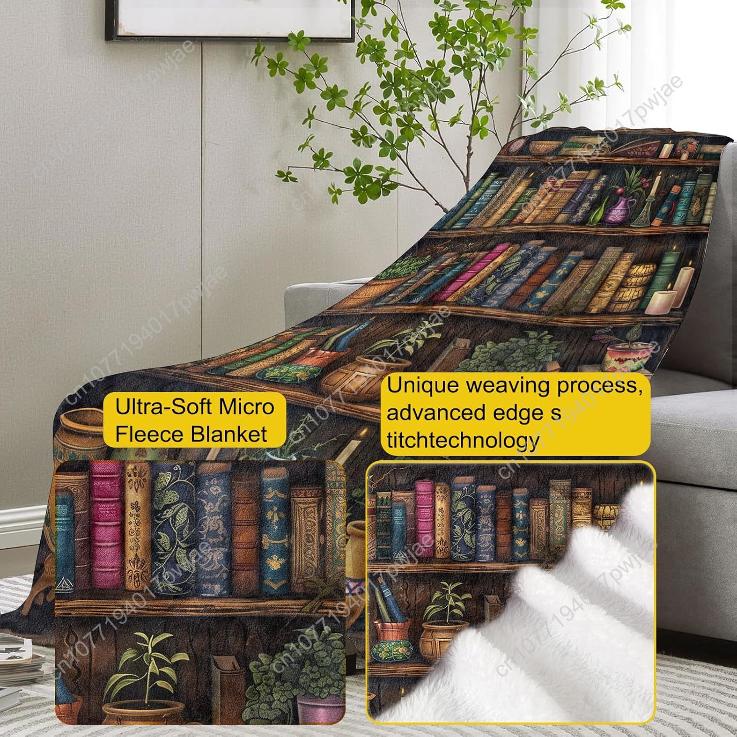 Vintage-Bücherregaldecke, Lese – Home Textiles Blanket Bewertung und Preis