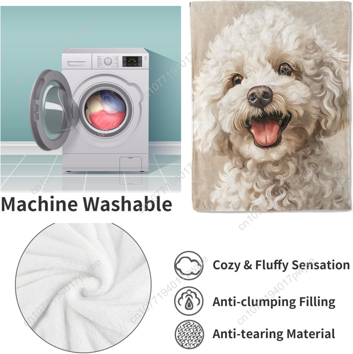 Fröhliche Pudel-Porträt-Decke, – Home Textiles Blanket Bewertung und Preis